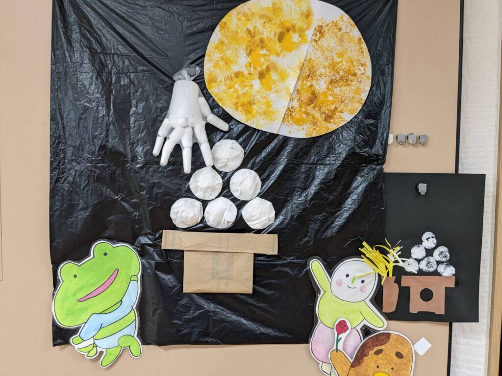 さん　お月見と団子の手作りのかざり